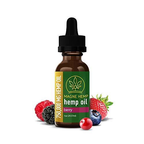 MAGNEHEMP - 750,000MG Berry Flavored Hemp Oil Extract for Pain & Stress, Hemp Oil Drops for Better Sleep