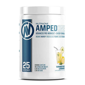 AmpedOne Pre Workout Powder for Men and Women by NutraOne – Pre Workout Supplement for Increased Energy and Focus (Summertime Lemonade - 25 Servings)