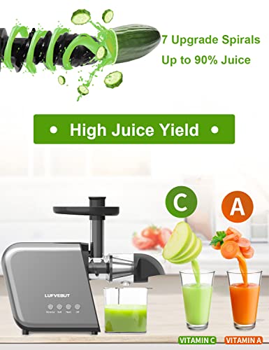 Slow Juicer Cold Press Juicer Masticating Juicer Machines Juice Extractor for Celery Kale Ginger Kiwi Carrot Quiet Easy to Clean High Yield Drier Pulp BPA-Free Reverse Function for Vegetables & Fruits