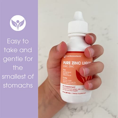 Pure Zinc Liquid Drops – Ionic Zinc 2 Oz (60 ml) Ideal Zinc Supplement for Immune Support & Energy - for Kids, Men & Women – Pure Micronutrients