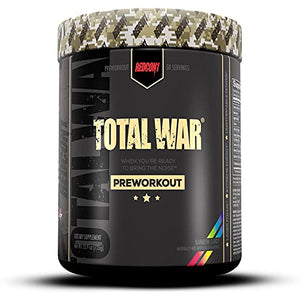 Redcon1 Total War - Pre Workout Powder, 50 Servings, Boost Energy, Increase Endurance and Focus, Beta-Alanine, 350mg Caffeine, Citrulline Malate, Nitric Oxide Booster - Keto Friendly (Rainbow Candy)