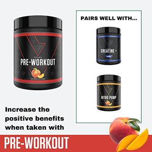 Vedge Nutrition Peach Mango Pre-Workout | Vegan Pre-Workout | Dairy Free, Soy Free, Non-GMO | Long Lasting Energy, No Crash | Caffeine, Citrulline Malate, Nitric Oxide Booster | 40 Servings