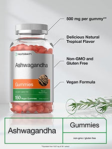 Ashwagandha Gummies | 150 Count | Vegan, Non-GMO, & Gluten Free Supplement | Natural Tropical Flavor | by Horbaach