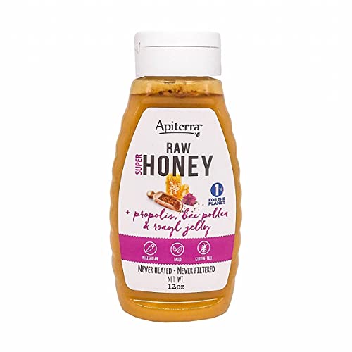 Apiterra - Raw Honey with Propolis, Bee Pollen & Royal Jelly - 12 Ounce