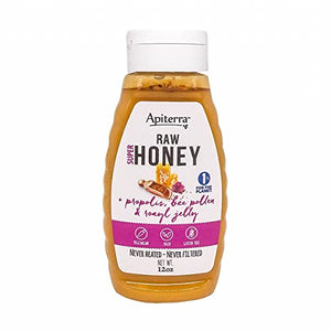 Apiterra - Raw Honey with Propolis, Bee Pollen & Royal Jelly - 12 Ounce