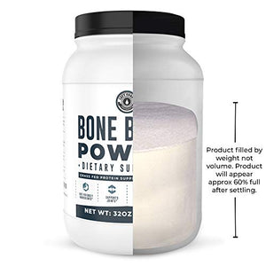 Bone Broth Powder, 2lb Pure Grass Fed Beef Bone Broth Protein Powder. Unflavored, Contains Collagen, Glucosamine & Gelatin, Paleo Protein Powder, Keto, Gut-Friendly, Non-GMO, Dairy Free. 32oz