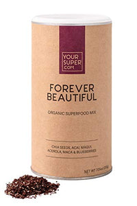 Your Super Forever Beautiful Superfood Powder - Glowing Skin, Healthy Hair, Hormone Balance, Antioxidants, Adaptogens- Plant Based, Organic Acai Berry, Maqui, Acerola Cherry, Maca Powder- 40 Servings