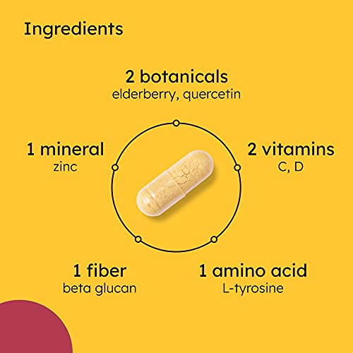 Veri Boosted Natural Immune Support Supplement, Elderberry, Zinc, Quercetin, Vitamin C, Vitamin D, L-Tyrosine, Gluten Free, Non-GMO, Vegan, 90 Capsules