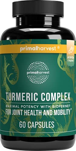 Turmeric Curcumin with Black Pepper (BioPerine) by Primal Harvest, 60 Turmeric Capsules works as Anti Inflammatory Supplement, Joint Supplement, Inflammation supplements - Tumeric Supplements Capsules