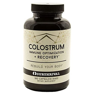 Surthrival: Colostrum Powder Capsules (180 Count), Immune Optimization & Recovery, Dietary Supplement, Gut Health, Immune Support, Keto Friendly