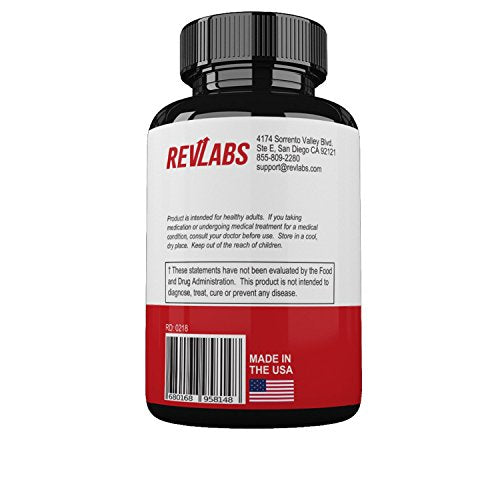 RevLabs - Caffeine Pills + L Theanine - Maximum Potency - 100mg of Pure Clean Caffeine + 200mg of L-Theanine - 100 Capsules