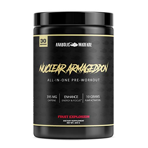 Nuclear Armageddon Pre Workout Powder by Anabolic Warfare – Pre-Workout for Men & Women with L-Citrulline, Beta Alanine Powder and Caffeine (Fruit Explosion - 30 Servings)