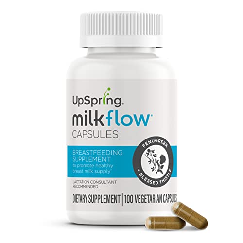 Upspring Milkflow Breastfeeding Supplement Capsules with Fenugreek & Blessed Thistle | Lactation Supplement to Promote Healthy Breast Milk Supply | 100 Capsules