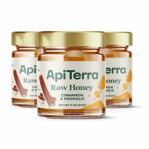 ApiTerra - Raw Honey with Cinnamon & Propolis , 11oz (pack of 3)