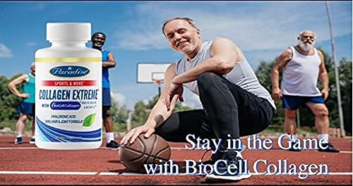 Paradise Herbs - Collagen Extreme, with Biocell Collagen - Support Healthy Hair + Skin + Joints + Back & Knees - 60 Count