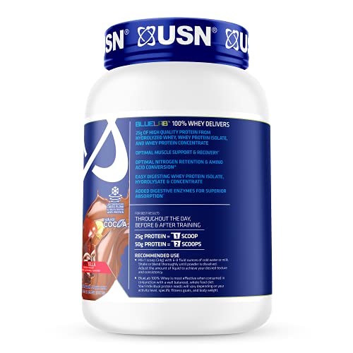 USN Supplements BlueLab 100 Percent Whey Protein Powder, Keto Friendly, Low Carb and Calorie, 2 lb