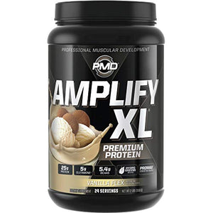 PMD Sports Amplify XL Premium Whey Protein Supplement Hydro Greens Blend - Glutamine and Whey Protein Matrix with Superfood for Muscle, Strength and Recovery - Vanilla Flex (24 Servings)