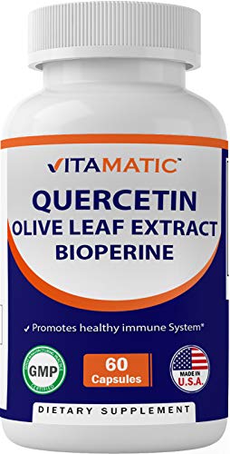 2 Pack - Vitamatic Quercetin, Olive Leaf Extract, with Bioperine for Greater Absorption, 910mg, 60 Capsules (Total 120 Capsules)