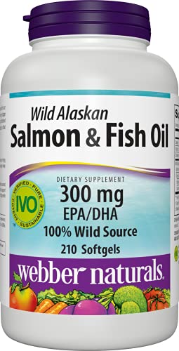 Webber Naturals Fish Oil, 300 mg of Omega-3, 1,000 mg of Total Fish Oils Per Pill, 210 Softgels, for Heart, Brain and Cardiovascular Health, Non-GMO, Gluten Free