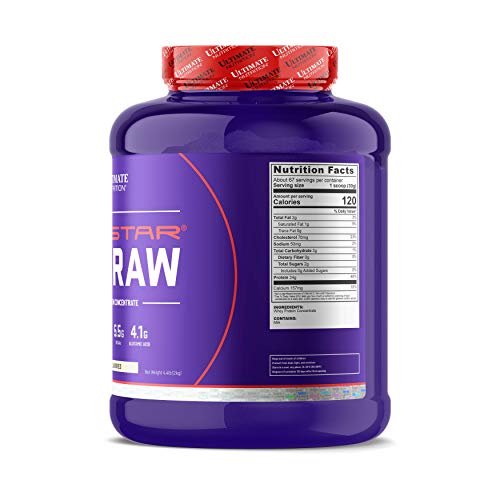 Ultimate Nutrition Prostar Raw Whey Protein Concentrate Powder, Low Carb, Low Fat, Keto Friendly, 24 Grams of Protein Per Serving with 5.5 Grams of BCAAs,Unflavored, 67 Servings, 4.4 Pounds