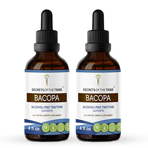 Bacopa Alcohol-Free Liquid Extract, Organic Bacopa (Bacopa Monnieri) Dried Herb Tincture Supplement (2x4 FL OZ)