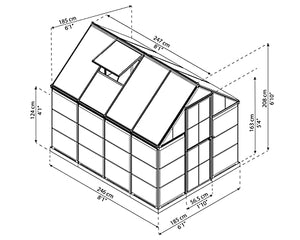 Palram HG5508 Hybrid Hobby Greenhouse, 6' x 8' x 7', Silver