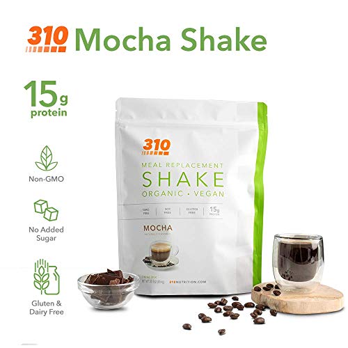 Vegan Organic Plant Protein Powder and Meal Replacement Shake - By 310 Nutrition - Gluten, Dairy and Soy Free - 0g of Sugar | Keto and Paleo Friendly… (Mocha, 28 Servings)