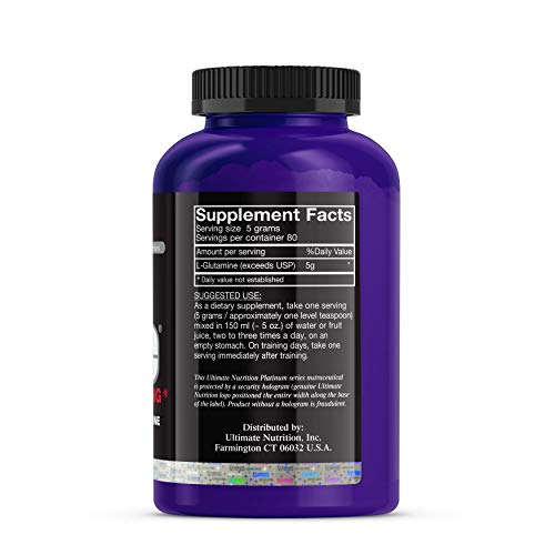 Ultimate Nutrition Glutapure 5000mg Biovolumizing, Muscle Recovery Supplements with L-Glutamine, Amino Acid Powder for Immune Function, 400g Powder, 80 Servings