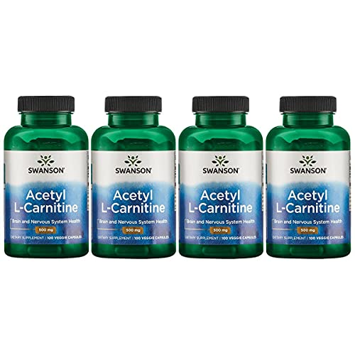 Swanson Acetyl L-Carnitine 500 Milligrams 100 Veg Capsules (4 Pack)
