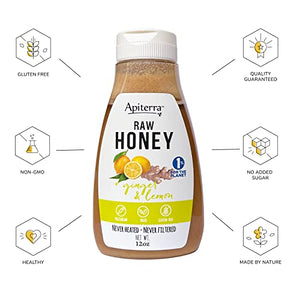 Apiterra - Raw Honey with Lemon & Ginger - 12 Ounce (3 Count)