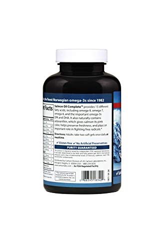 Carlson - Salmon Oil Complete, 700 mg Omega-3s + Astaxanthin, Norwegian, Heart, Brain & Joint Health, 120+60 Softgels