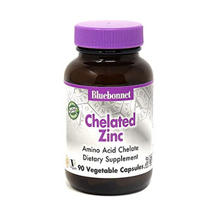 Bluebonnet Nutrition Albion Chelated Zinc, For Immune Health & Enzyme Function*, Soy-Free, Gluten-Free, Non-GMO, Kosher Certified, Dairy-Free, Vegan, 90 Vegetable Capsules, 90 Servings