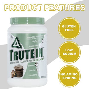 Body Nutrition Protein Powder - Trutein Naturals Chocolate Peanut Butter Cup 2lb Whey, Casein & Egg White - Natural Low Carb Keto Friendly Drink - Lean Muscle Builder, Weight Loss, Workout, Recovery