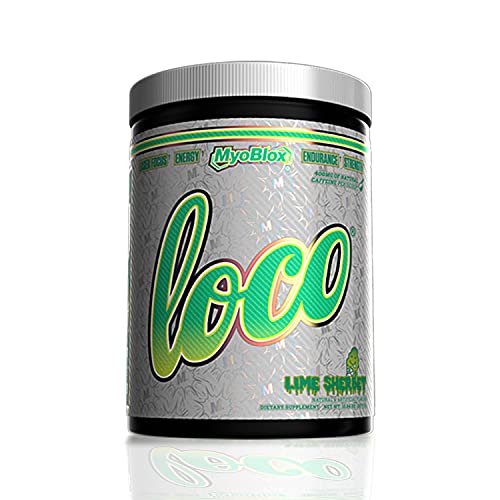 MyoBlox LOCO® Pre-Workout Nitric Oxide Booster | Supports Muscle Pumps & Enhanced Vascularity | for Energy, Focus & Intensity | 400mg of Natural Caffeine per Scoop (Lime Sherbet)