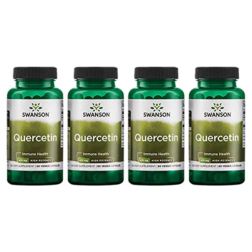 Swanson High Potency Quercetin - Promotes Immune Health Support and Helps Protect Blood Vessels - Supports Cholesterol Levels Already Within The Normal Range - (60 Veggie Capsules, 475mg Each) 4 Pack