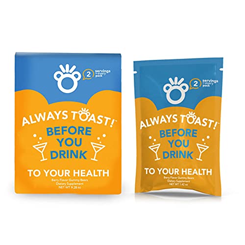 Toast! Before You Drink Gummies (16 Servings) - Liver Support - Bachelor & Bachelorette Party Kit Supplies, Gift Bag Favors - Milk Thistle, Prickly Pear, Vitamin B