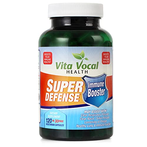 Vitavocal Immune Booster Super Defense Supplement Vitamins with Powerful Antioxidants; Echinacea, Zinc, Thyme Leaf, Ginger Root, Garlic Bulb and More – 120 + 30 Free Vegetarian Capsules