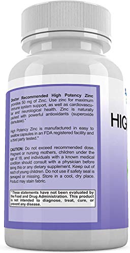 Zinc 50mg - Zinc Picolinate Immune Health Support Supplement 120 Veggie Capsules for Adults and Kids Vitamin, Well-Absorbed High Potency Pure Zinc Supplements - 50mg Per Serving