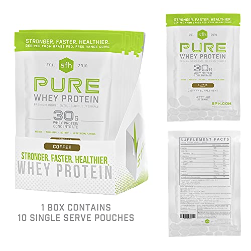 Pure Whey Protein Powder Coffee Pack of 10 Single Serves