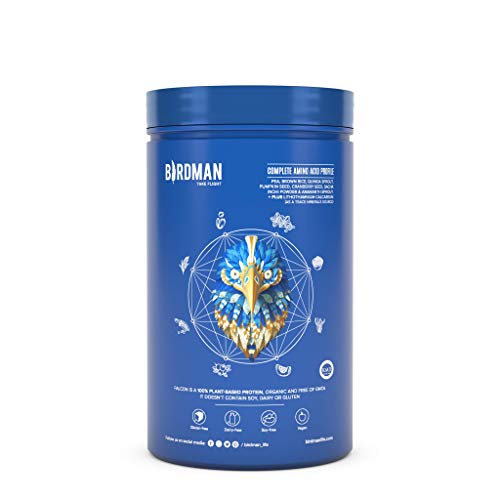 Birdman Falcon Protein Premium Vegan Protein Powder, Plant-Based, Certified Organic, Kosher, Non Dairy, Keto-Friendly, Gluten Free, Vanilla Flavor, 21 Servings 1.38lb (Packaging May Vary)