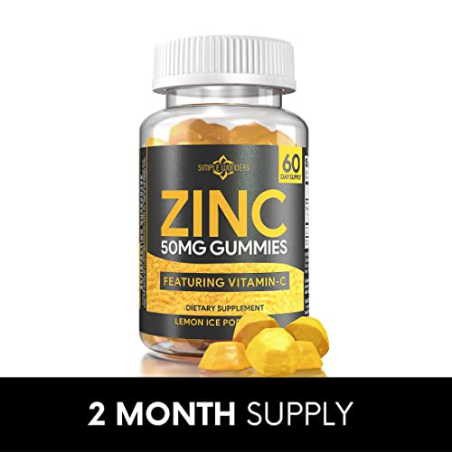 Zinc 50mg Gummies - 2 Month Supply - Chewable Zinc Supplements for Adults & Kids + Vitamin C - Great Tasting Gummy, Immune Support Supplement - Powerful Multivitamin Antioxidant (50mg Per Gummy)