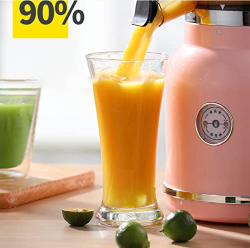 JIAXINO Slow Juicer Masticating Juicer Machine, Wide Groove Slow Juicer for Nutritious Fruit and Vegetable Juicer Spiral Cold Press Juicer is Masticating Juicers for Vegetables,Red-Pink