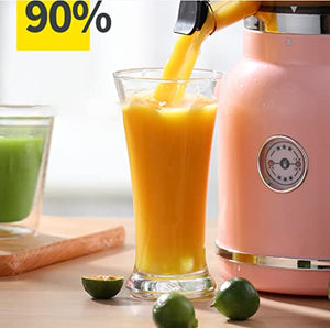 JIAXINO Slow Juicer Masticating Juicer Machine, Wide Groove Slow Juicer for Nutritious Fruit and Vegetable Juicer Spiral Cold Press Juicer is Masticating Juicers for Vegetables,Red-Pink