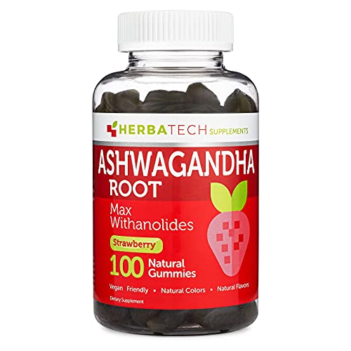 Ashwagandha Gummies for Men and Women - Strongest 1,500mg Formula (100 Gummies) 3% Withanolides Cortisol Blocker for Stress, Anxiety, and Relaxation from Herbatech Supplements