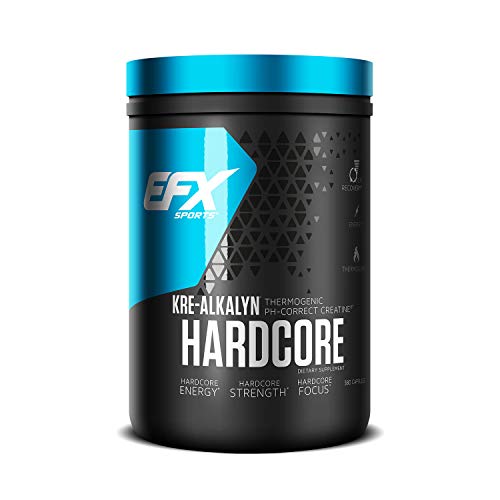 EFX Sports Kre-Alkalyn Hardcore | PH Correct Creatine Monohydrate Pre-Workout Energy| Patented Formula, Gain Strength, Build Muscle & Enhance Performance (380 Count)