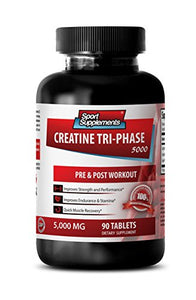 Creatine monohydrate Powder - Creatine Tri Phase 5000 Mg - Improves Bone Healing (1 Bottle - 90 Tablets)