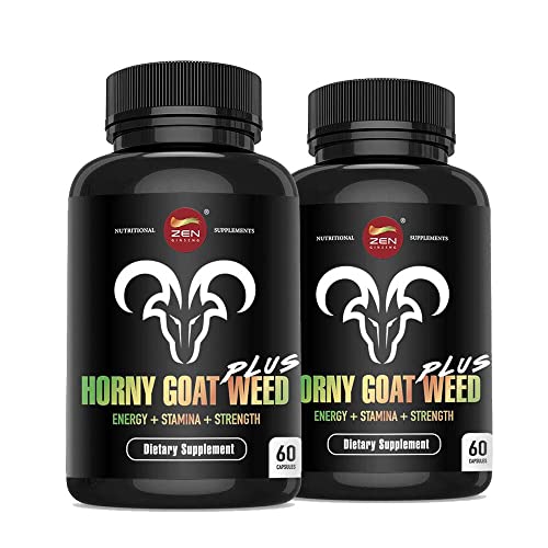 2 Premium Horny Goat Weed Plus with Maca Root & Tongkat Ali, Enhanced Energy Complex for Men. Natural Energy Boost, Supports Stamina, Performance & Drive. 120 Capsules