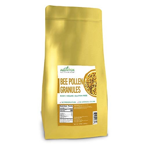 Alovitox Bee Pollen Granules | 100% Pure, Natural Raw Bee Pollen | Superfood Packed with Antioxidant, Protein, Vitamin & More | Bee Friendly Nutritional Yeast, Gluten Free | 5 lbs Bag