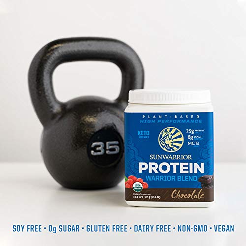 Sunwarrior Warrior Blend - Organic Protein Powder with BCAAs and Pea Protein Powder - Dairy Free, Gluten Free, Soy Free, Non-GMO, Sugar Free, and Keto Friendly Vegan Plant Based Protein Powder
