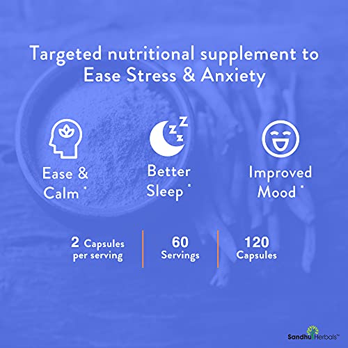 Sandhu Herbals Ashwagandha with Zinc Black Pepper Extract Ashwagandha Powder Stress Relief & Mood Support Supplements 60 Vegetarian Capsules